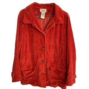 L.L. Bean Womens Barn Jacket Size Medium Quilt Lined Corduroy Rust Red 0 WL03 LL